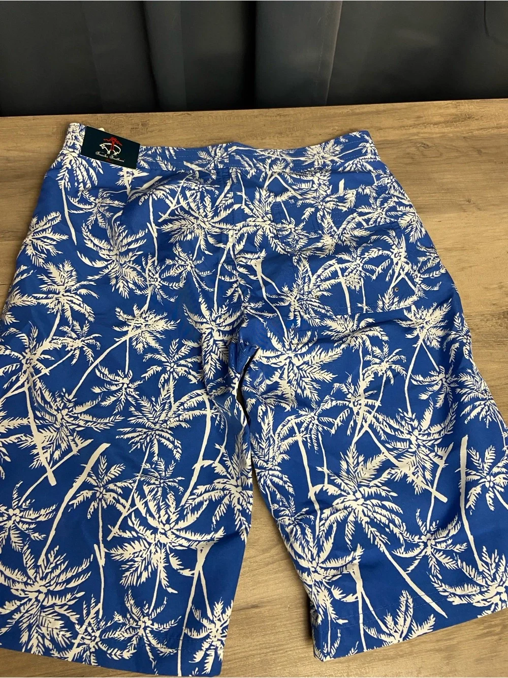 NWT Brooks Brothers Blue Palm Trees Lined‎ Swim Trunks Pockets Boys sz 12